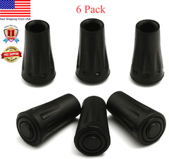 6-Pack Replacement Rubber Tips (Longer Caps) Fits Most Hiking Sticks Trekking