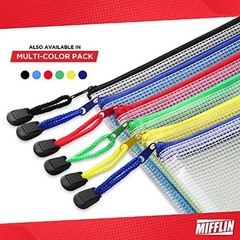 -USA – Mesh Zipper Pouch Document Bag – A4 Letter Size Pack – Clear 50 Black