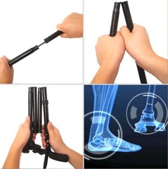 Folding LED Walking Stick Cane All-Terrain Pivoting Base Adjustable Black