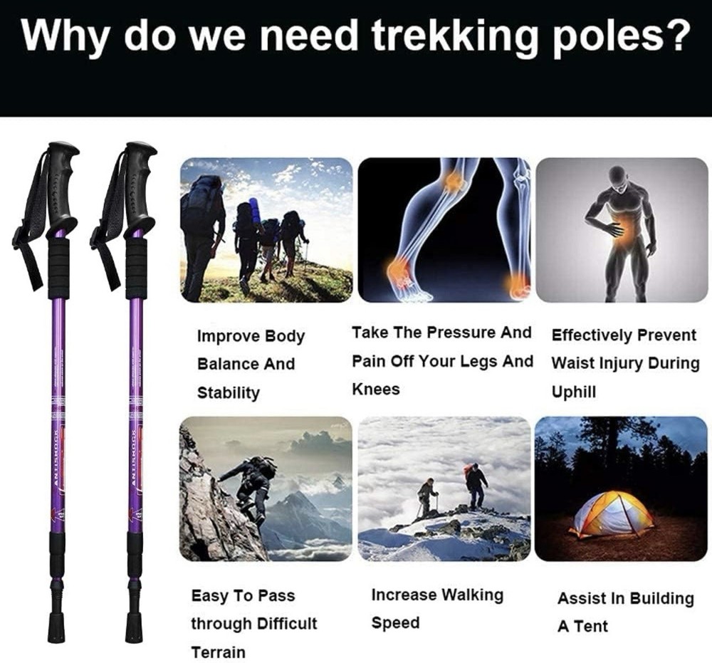 Trekking Poles Adjustable Lightweight Durable Hiking Sticks Men Women