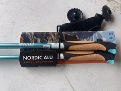 Nordic Alu Trekking Poles Pair Adjustable Aluminum Hiking Walking Sticks New