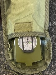 Lensatic Compass, army green, US Military Issue Pouch, bubble level 360 scale