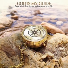 Polished Brass Compass Gift with Display Box – Engraved Scripture Prayer Comp…