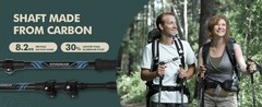 TPC 100% Carbon Fiber Hiking Poles, Telescopic Retractable Nordic Trekking