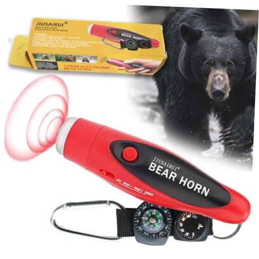 JIUSAIRUI 120dB Electronic Air Horn with Compass & Thermometer- Red Classic
