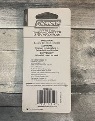 Coleman Thermometer & Compass Camping Zipper Pull Fob Keychain Key Ring ~ New