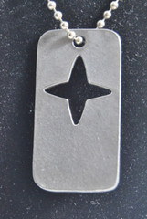 Hiking Camping Dog Tag Navigation Keychain on 15 Inch Chain