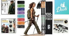 Ultra-Light Carbon Fiber Trekking Poles – 7.6 oz, 55 Inch Adjustable Hiking Gear
