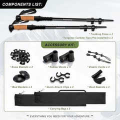 100% Carbon Fiber Hiking Trekking Poles – Ultra Strong Carbon Hiking Sticks w…