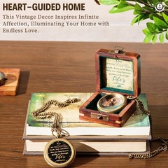 Brass Compass with Wooden Box Graduation Gifts Pirate Accessory Travel Decor