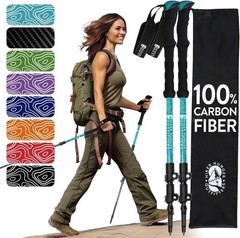 100% Carbon Fiber Trekking Poles by USA Brand Ultra Strong Lightweight