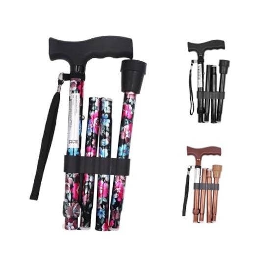 Folding Cane, 5-Level Adjustable Height, Walking Stick Lightweight Floral