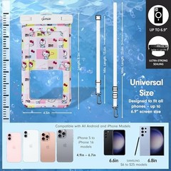 x Sanrio Waterproof Phone Pouch – Floating Phone Case Dry Bag Hello Kitty Grid