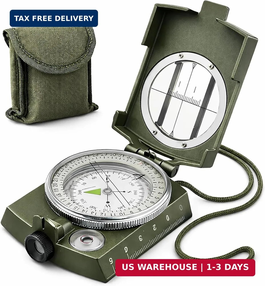 Military Lensatic Compass, Hiking Compass for Survival – Water-Resistant Navy