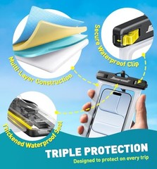 Waterproof Phone Pouch, Waterproof Phone Case with Crossbody Lanyard 2 Clear