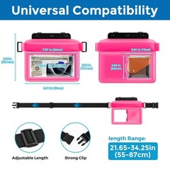 Large Floating Waterproof Phone Pouch with Adjustable Waist Strap, Water Pink