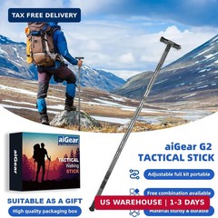 aiGear G2 Tactical Hiking Stick, 5-Section Heavy Duty Walking Staff for Men Wome