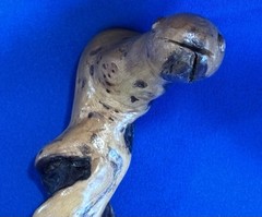 33” Hand Carved – Spiral Twisted Hiking Walking Stick Cane Snake Head Handle