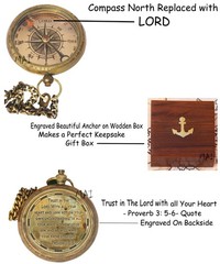 Trust in The Lord with All Your Heart -Proverbs 3: 5-6 Quote Engraved Compass…