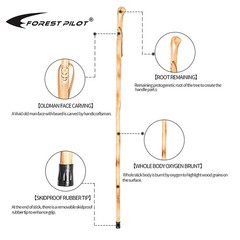 Root Head Wooden Walking Stick with Old Man Face Carving(Nature Color, 55 Inc…