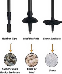 6 Pcs Walking Stick Tips Set – Rubber, Mud & Snow Baskets for Trekking Poles …