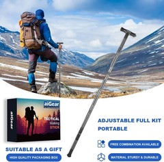 aiGear Tactical Stick Hiking Walking Staff – Trekking Poles Tactical Staff Adjus