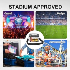 Clear Bag for Stadium Events Clear Sports Fan Handbags Purses with Medium Black