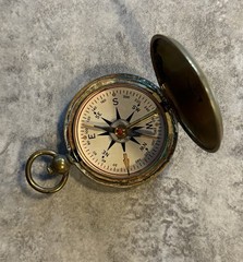 USCE Compass, by Taylor, Brass case, Flip top, Engineering, Hiking, Camping