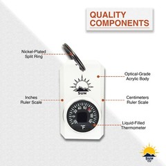 Sun Company MiniThermometer – Zipper Pull Mini Dial Thermometer with Split Ring