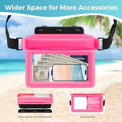 Large Floating Waterproof Phone Pouch with Adjustable Waist Strap, Water Pink