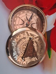 Solid Brass Nautical Brass Sundial Compass With Engraved Item.