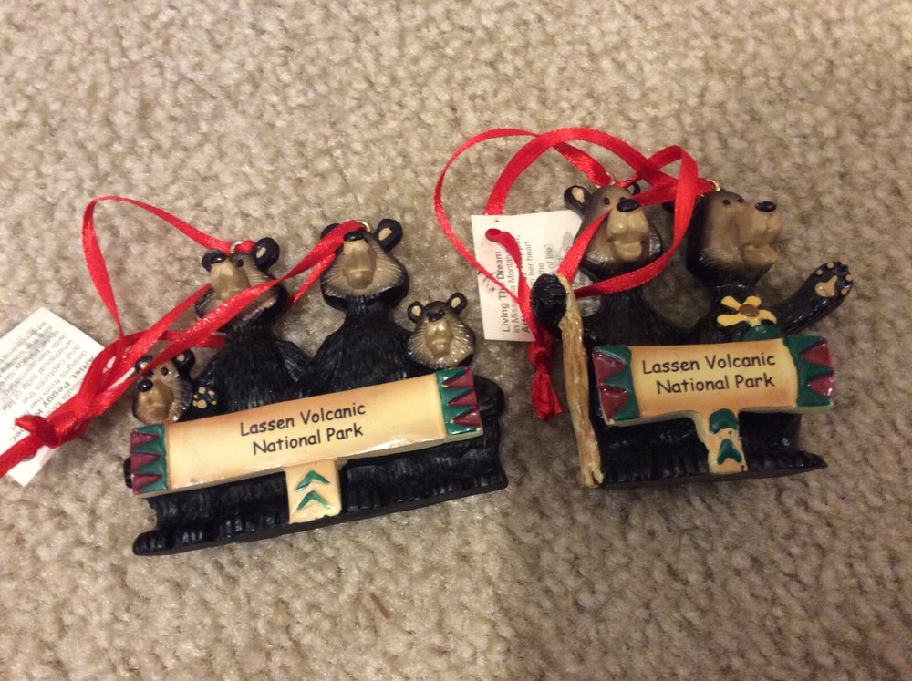 Lot of 2 Lassen Volcanic National Park California Christmas Tree Ornaments Bears