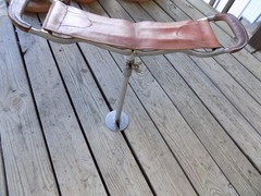Aluminum SCOT SEAT Hunt Walk Camp Fish Golf ChairStool Leather VTG 1955 Ariz USA