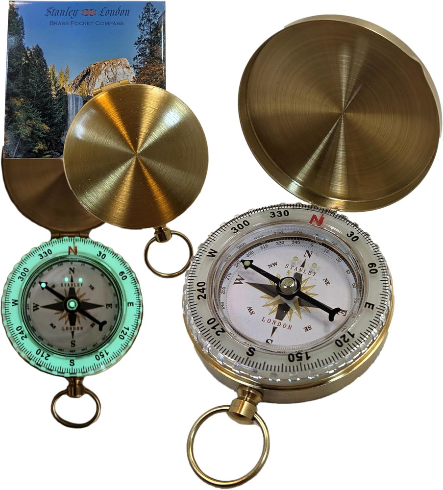 Glow in the Dark Brass Pocket Compass for Kids – Waterproof Navigation Tool for
