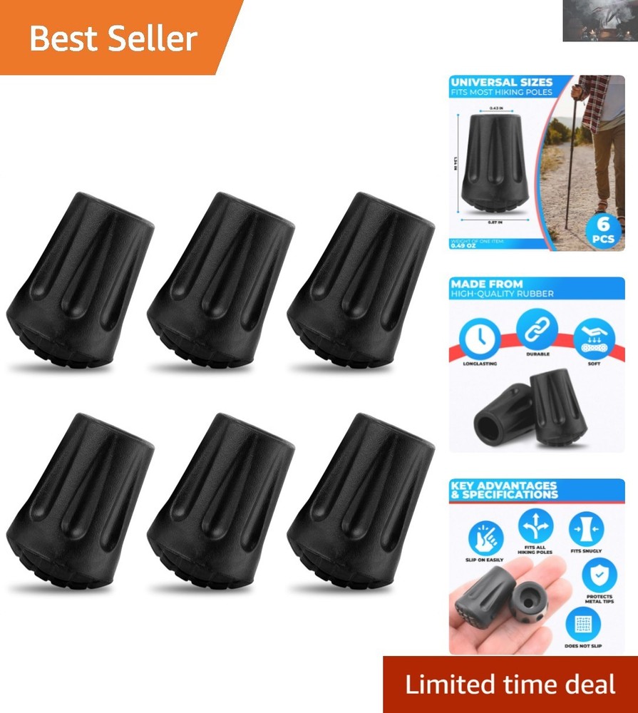 Park Ridge Outfitters 6-Pack Hiking Pole Tips – Durable Rubber & Metal