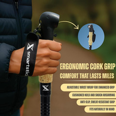 Collapsible Tactical Walking Stick with LED Light, USB Charging, Cork Grip, and
