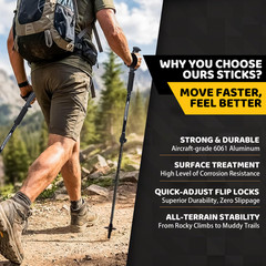 2x Collapsible Lightweight Trekking Hiking Poles Walking Sticks for Backpacking