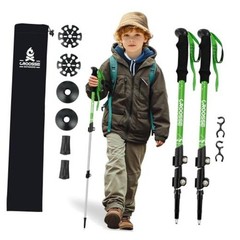 Lightweight Collapsible Kids Hiking Poles – Retractable Kids Hiking Green