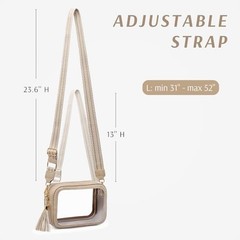 Clear Bag for Stadium Events, Clear Purse Stadium Approved Light Taupe