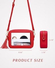 Clear Bag for Stadium Events, Clear Purse Stadium Approved Crossbody Bag Red