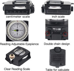 Multifunctional Compass, Metal Military Waterproof High Accuracy Compass with Ma