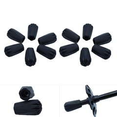 Hiking Pole Tip Protectors 10pcs Black PVC for 11mm Diameter Pole Tips