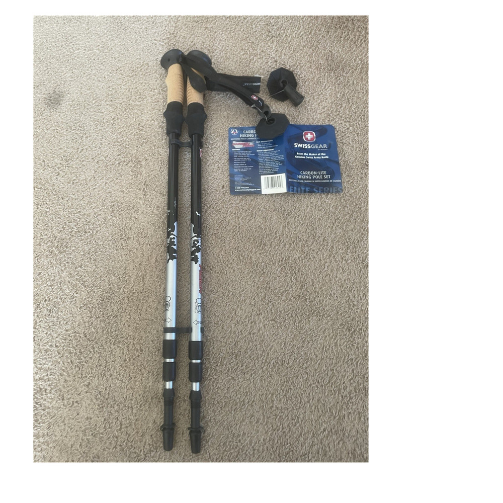 SwissGear Carbon Fiber Adjustable Trekking Poles 2-Pack Black/Silver