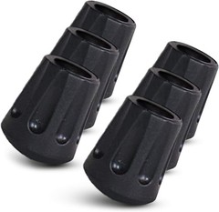 Universal Pack of 6 Walking Stick Tips with Embedded Metal for Extra Durability