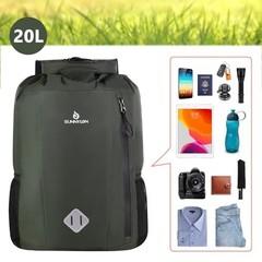 Dry Bag Backpack, 20L Dry Bags Waterproof with Waist Pouch and Phone Green