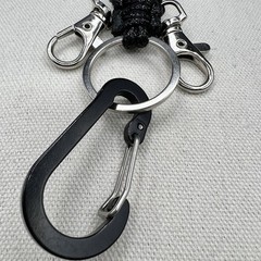 Black Paracord Keychain Wristlet Multi Clip Carabiner Key Holder EDC Tactical