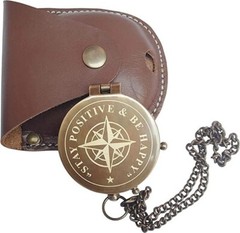 Flat compass leather case custom engrave design unique gift item