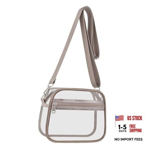 Clear Bag for Stadium Events Clear Sports Fan Handbags Purses with Large Khaki