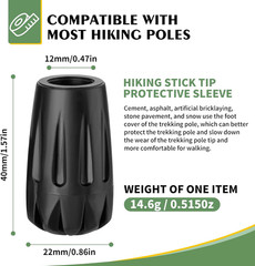 Durable Replacement Rubber Tips for Trekking Poles – Universal Anti-Slip Hiking