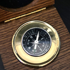 Compass Bank Brass Paperweight Desk Compass Wood Box Gift